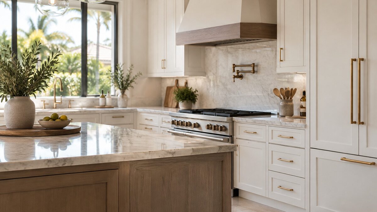 Editorial illustration for How to Choose Custom Kitchen Cabinets in Coconut Creek, Florida for Quality, Luxury, and Sty…